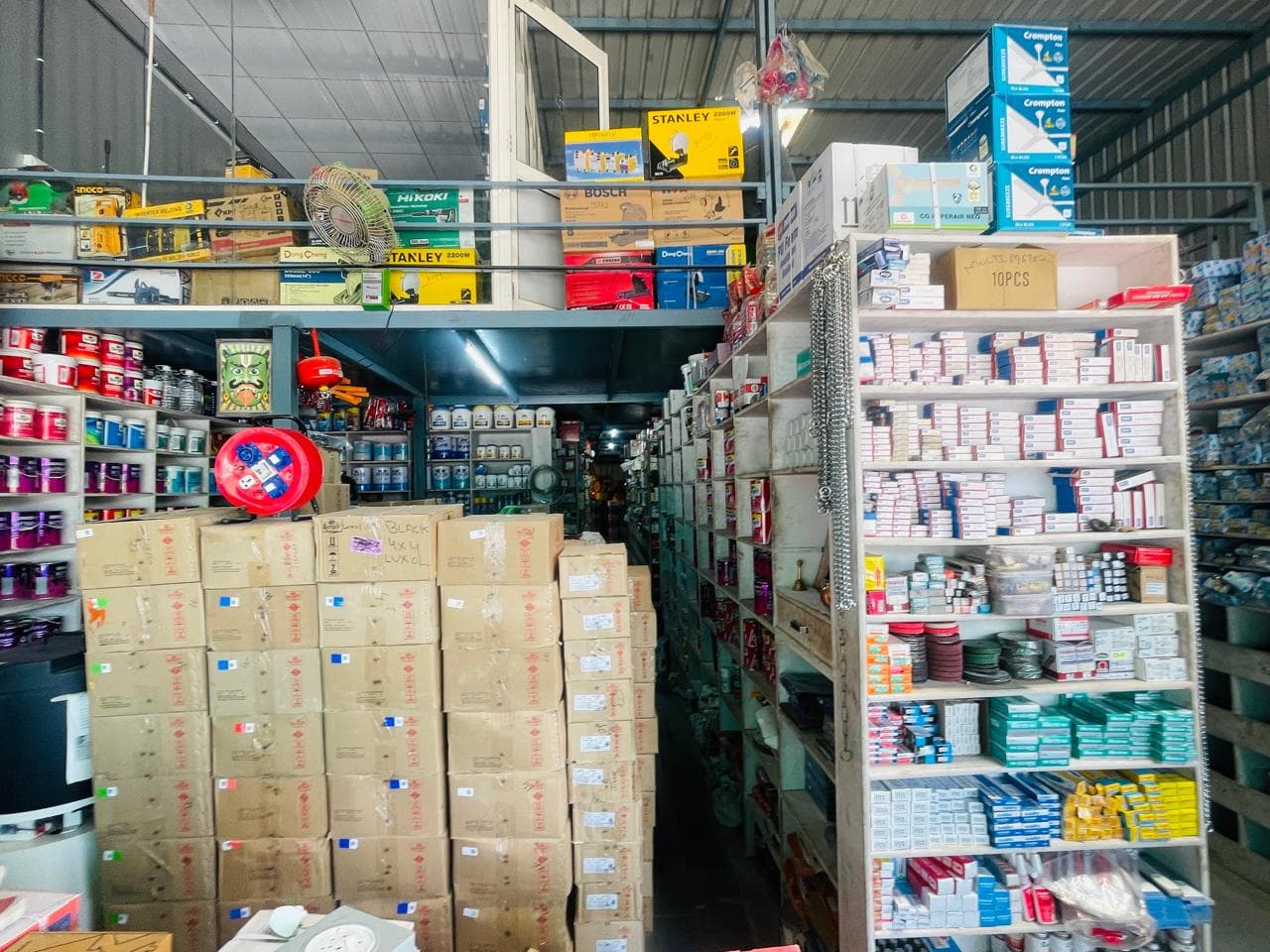 Warehouse interior with power tools